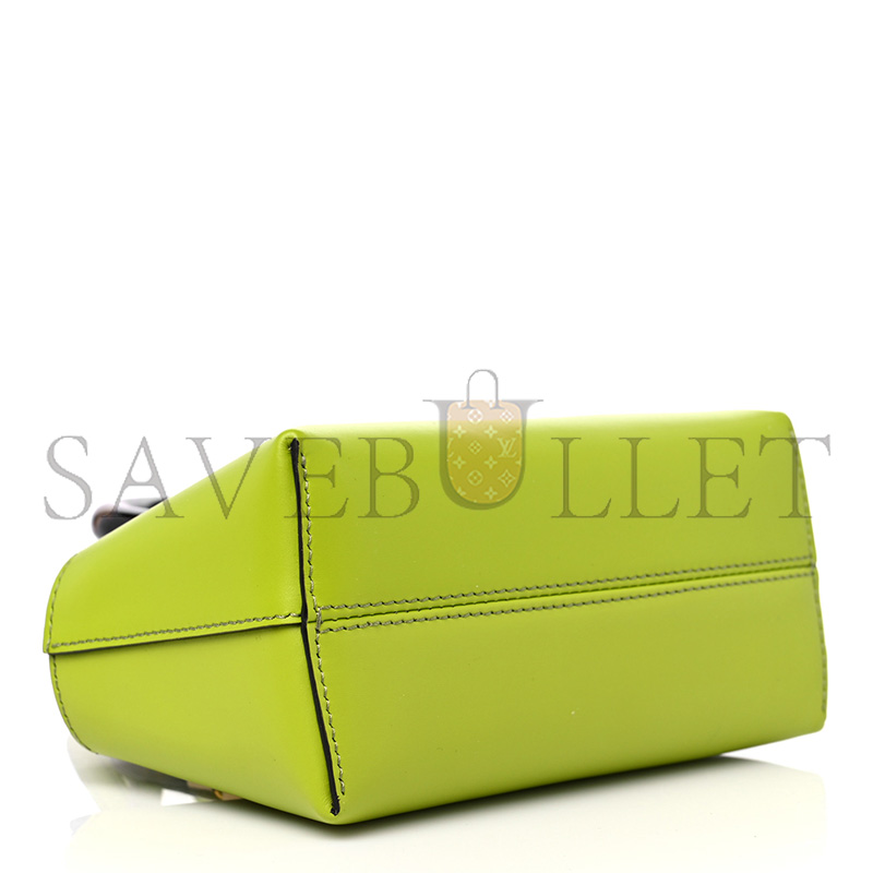 FENDI VITELLO KING PLEXIGLASS LOGO EMBOSSED MINI BY THE WAY TOP HANDLE BOSTON BAG WASABI (20*12*9cm)